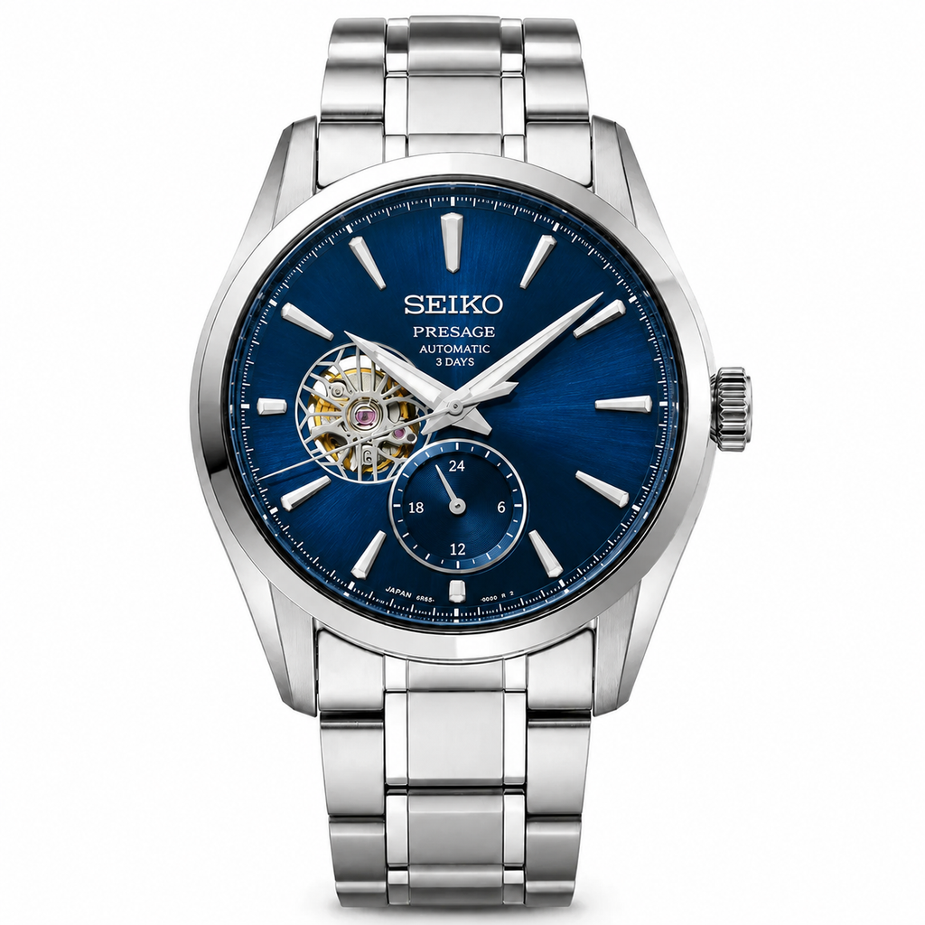 Relógio Seiko Presage Automático Open-Heart – Mostrador Preto